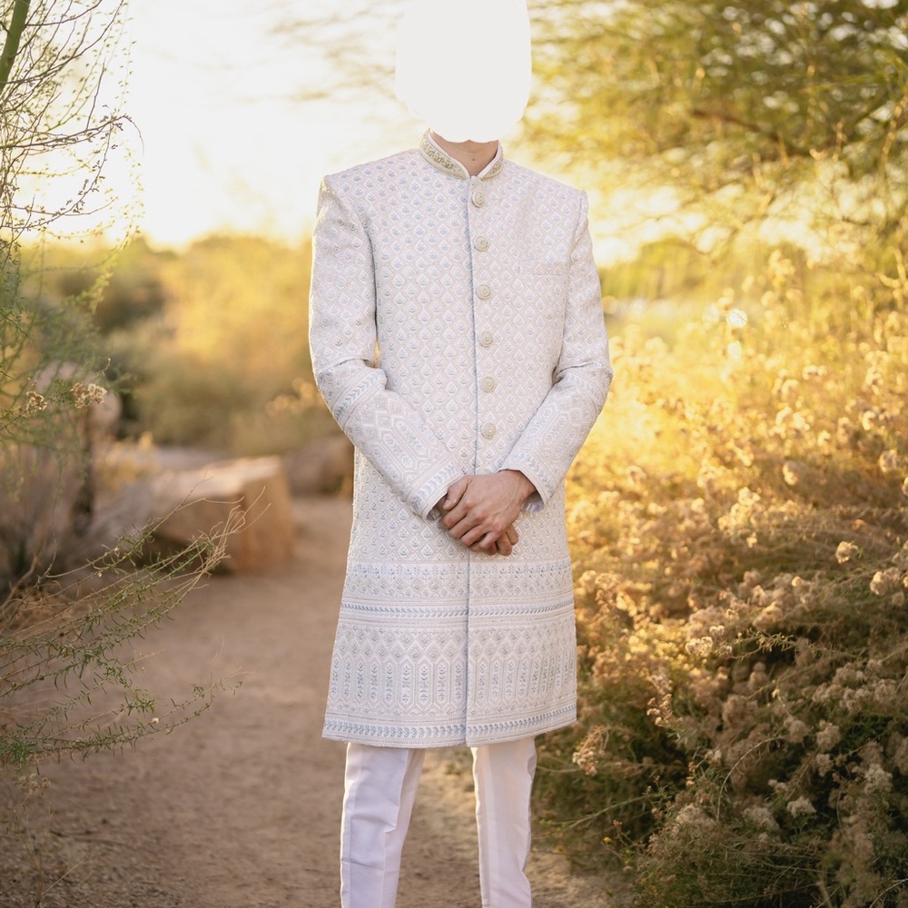 Elegant White Embroidered Sherwani